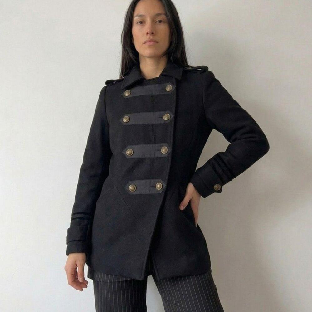 Vintage High Neck Wool Military Peacoat Office Siren Archive
